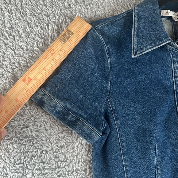 NWT TOCCIN X RTR Denim Button-Down Short Sleeve Mini Dress Women’s Size 6 - Picture 8 of 16